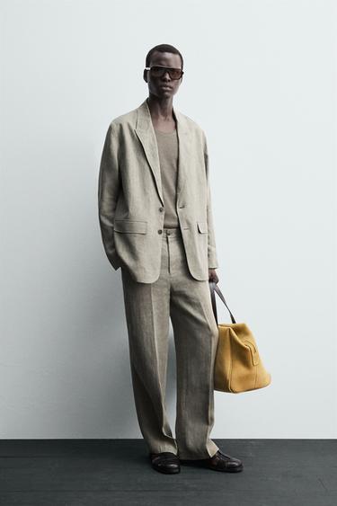 Zara Костюмный блейзер из 100% льна с эффектом стирки