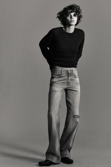 Zara Джинсы TRF WIDE-LEG с разрезами и средней посадкой