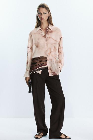 Zara Блузка из ткани бамбула с принтом TIE DYE