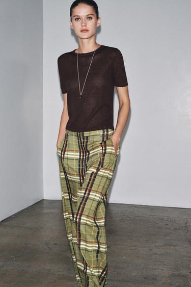 Zara Трикотажный топ из льна с короткими рукавами