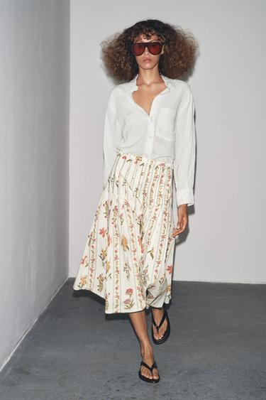 Zara Юбка в складку с цветочным принтом — ZW COLLECTION