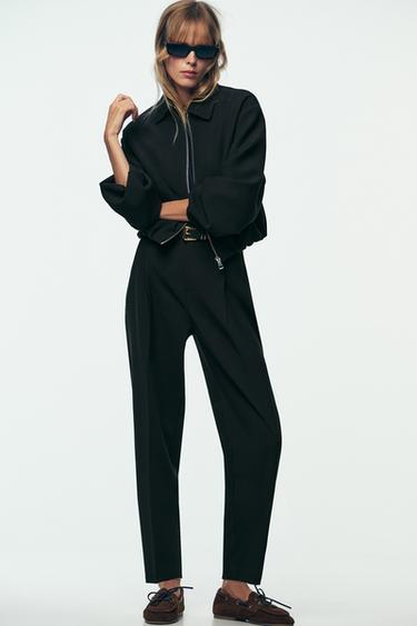 Zara Брюки с защипами и ремнем