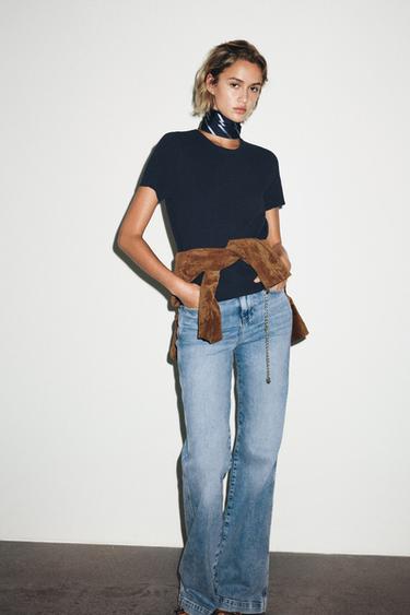 Zara Однотонный топ с короткими рукавами