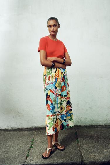 Zara Однотонный топ с короткими рукавами