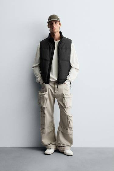 Zara Прорезиненный стеганый жилет