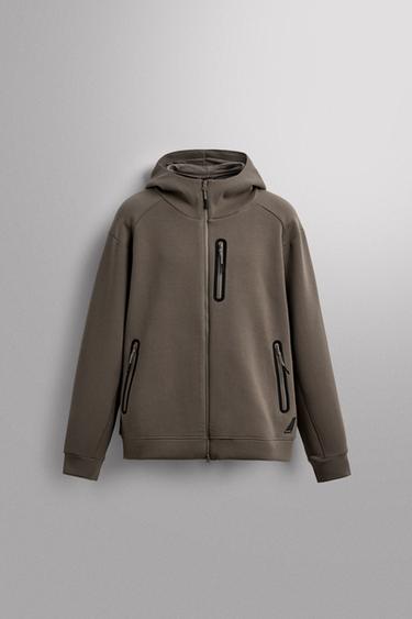 Zara Техническая толстовка с капюшоном на молнии