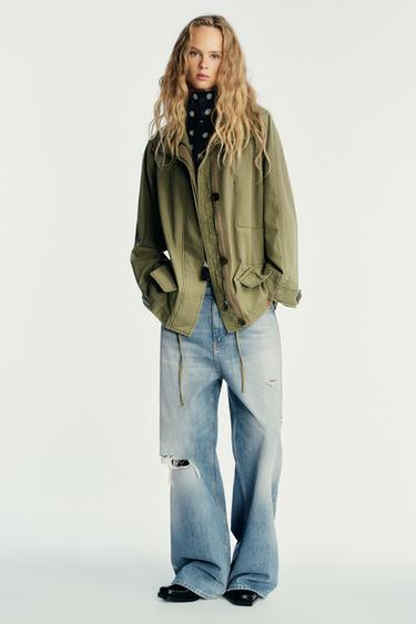 Zara Джинсы TRF BAGGY с разрезами и средней посадкой