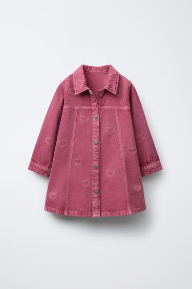 Zara Платье из твила с сердечками купить с доставкой.