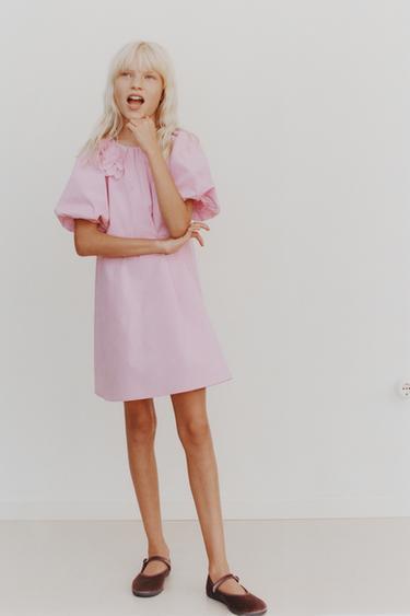 Zara Платье из макромолекулярного хлопка с цветочным узором