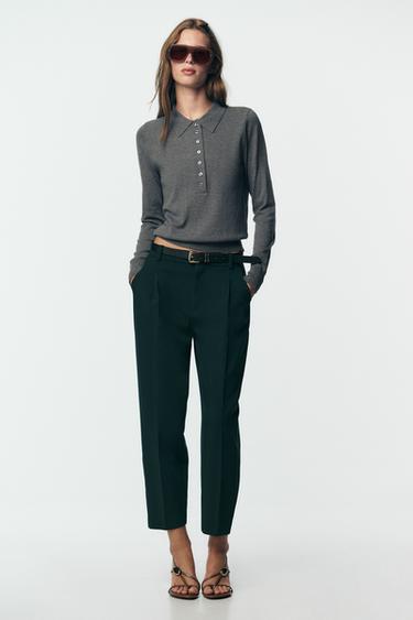 Zara Однотонный трикотажный свитер поло