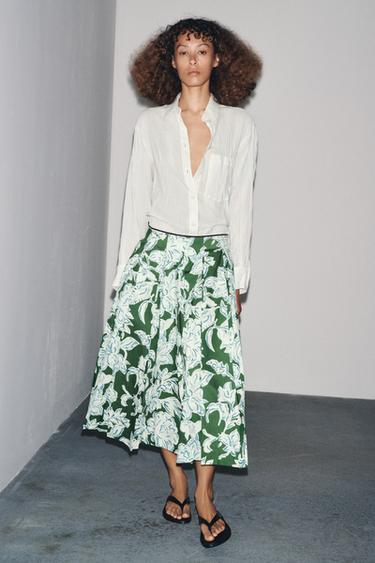 Zara Юбка в складку с цветочным принтом — ZW COLLECTION