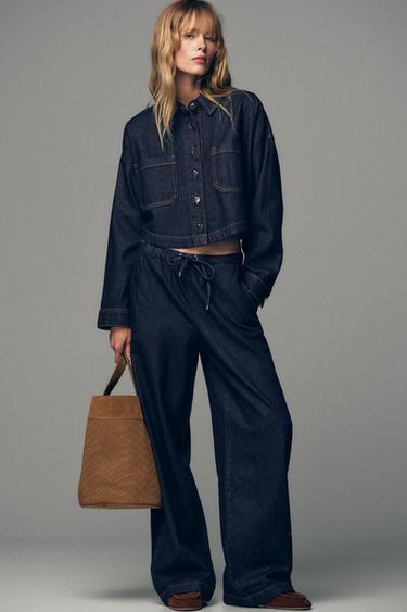 Zara Короткая джинсовая рубашка Z1975