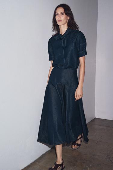 Zara Джинсовая юбка-миди ZW COLLECTION