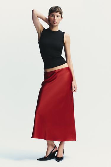 Zara Атласная юбка миди