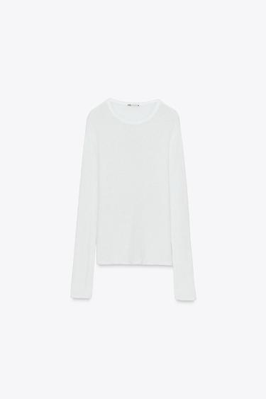 Zara Топ в стиле рустик с длинными рукавами