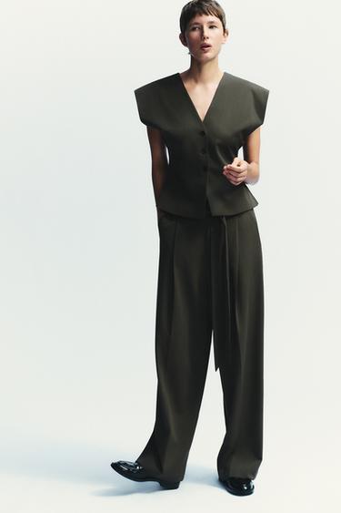 Zara Брюки со складками и поясом