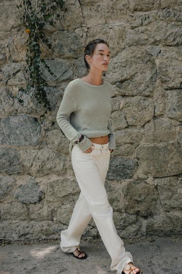 Zara Топ в стиле рустик с длинными рукавами