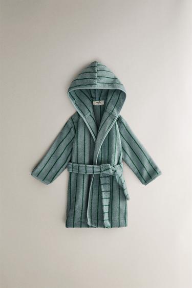 Zara Детский халат с полосками из велюра
