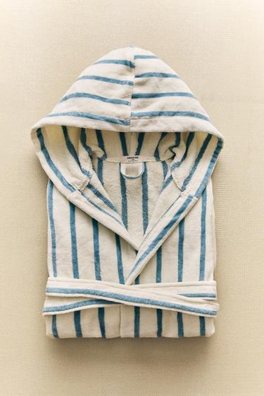 Zara Халат из велюра в полоску