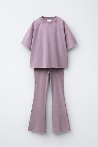 Zara Комплект из футболки HEAVY WEIGHT и легинсов GLARE RIB с эффектом потертости