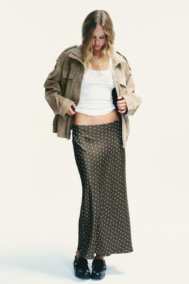 Zara Атласная юбка миди