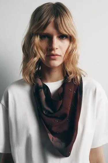 Бандана с принтом и бисером- Заказать в России