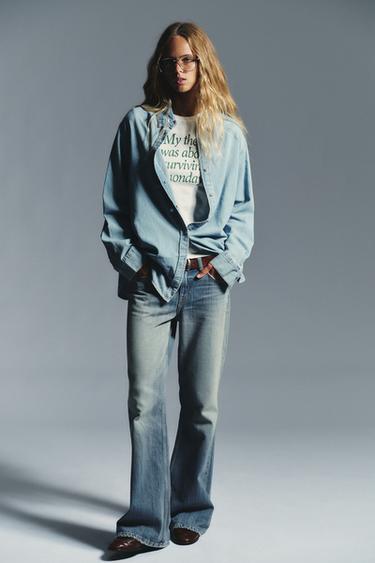 Zara Длинная джинсовая рубашка TRF