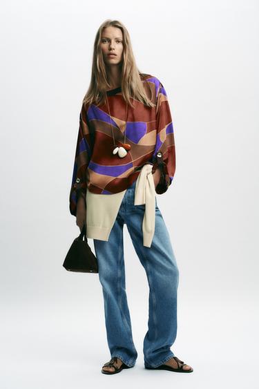 Zara Рубашка из атласной ткани с принтом
