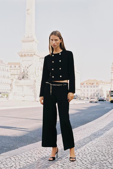 Zara Укороченные брюки с ремнем-цепочкой