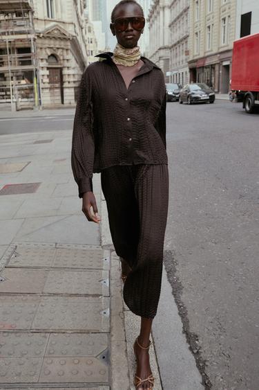 Zara Атласная юбка с жатым эффектом