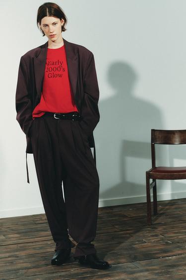 Zara Брюки со складками, пуговицей снизу