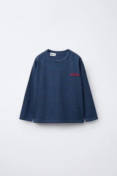 STRIPED EMBROIDERED SNOOPY PEANUTS™ T-SHIRT