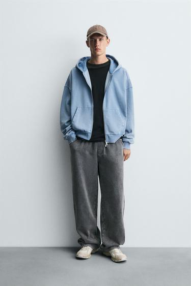 Zara Толстовка с эффектом потертости с молнией