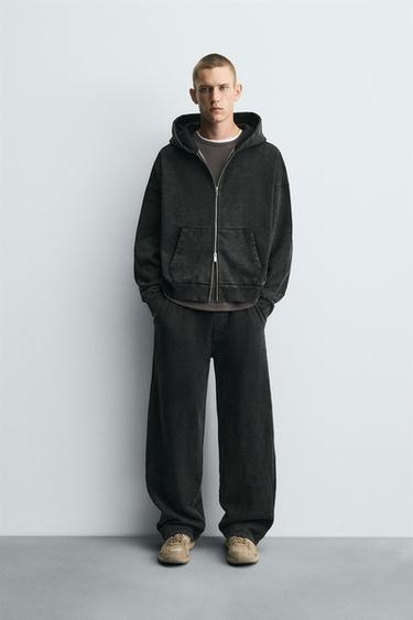 Zara Толстовка с эффектом потертости с молнией