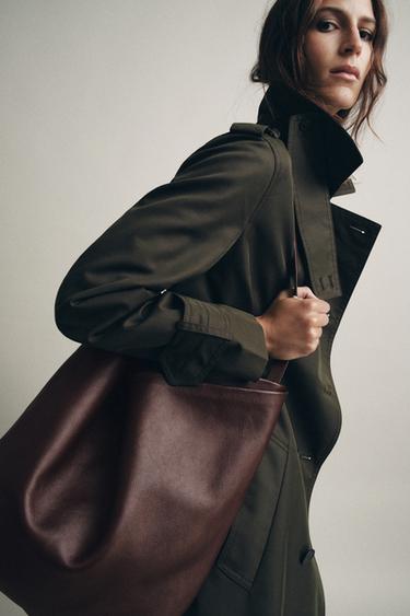 Zara Кожаная сумка-мешок с двойным отделением