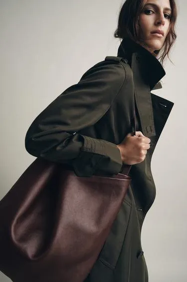 Кожаная сумка-мешок с двойным отделением- Заказать в России