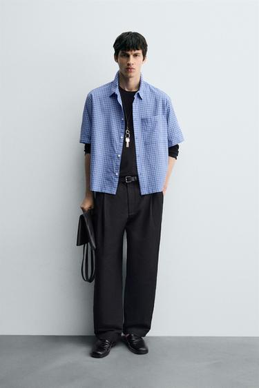Zara Рубашка в клетку прямого кроя