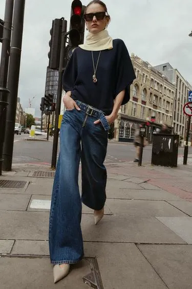 Джинсы WIDE-LEG со средней посадкой и поясом