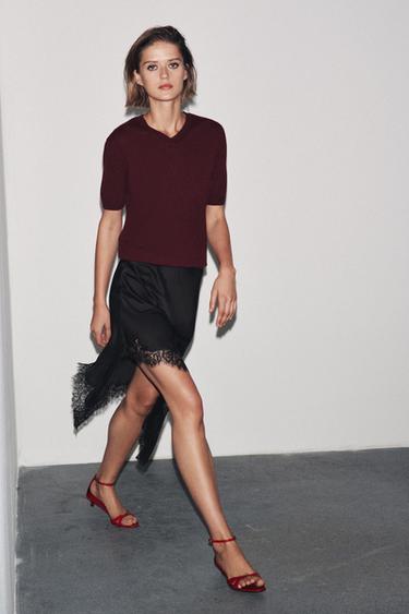 Zara Топ из 100% шерсти с короткими рукавами