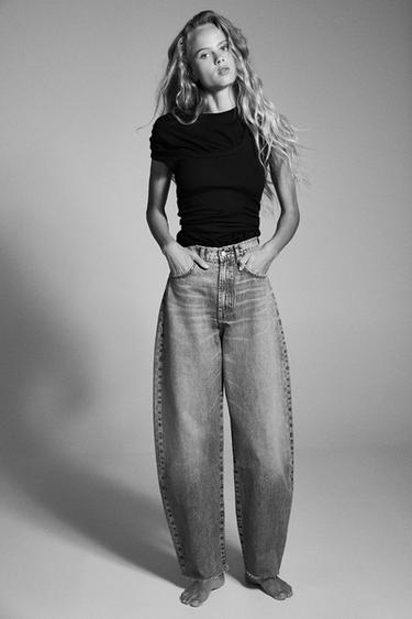 Zara Джинсы BARREL TRF с высокой посадкой