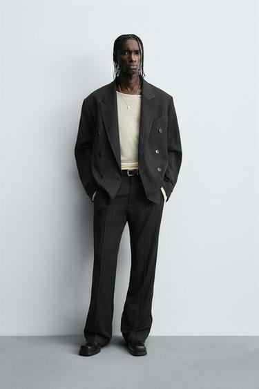Zara Двубортный костюмный блейзер в полоску