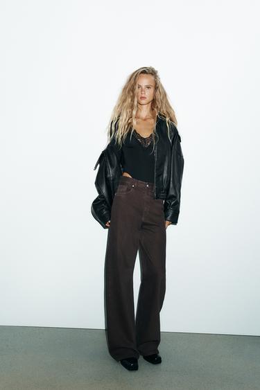 Zara Боди из полиамида с кружевом