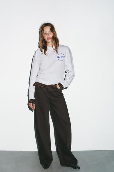 Zara Толстовка с принтом и текстом купить с доставкой.