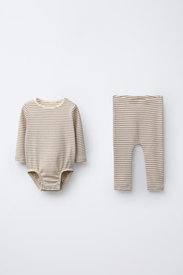 Zara Комплект из боди и легинсов в полоску