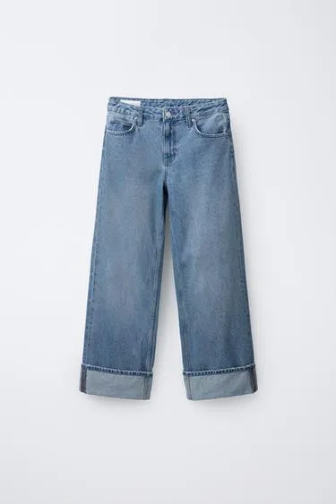 Джинсы WIDE LEG с отворотами