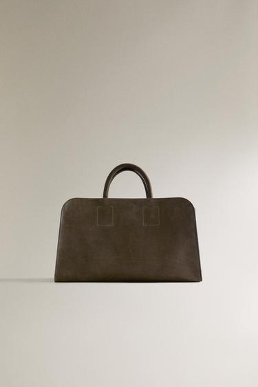 Zara Сумка мини-тоут из замши нюбук