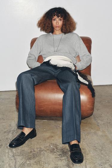 Zara Кожаные лоферы с контрастной отделкой