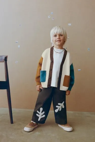 Вязаный кардиган в стиле COLOR BLOCK