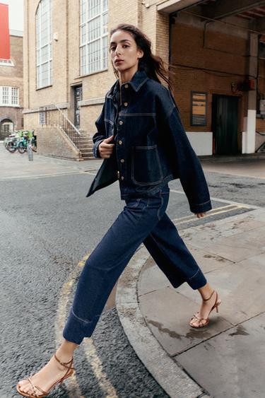 Zara Z1975 WIDE-LEG CROPPED HIGH-WAIST JEANS WITH BELT