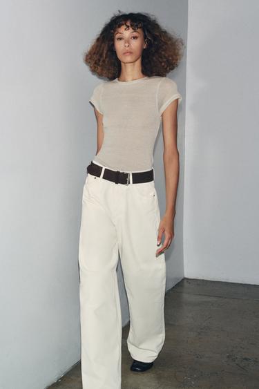 Zara Футболка из шерсти с коротким рукавом